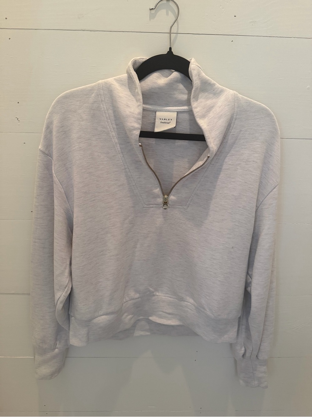 Varley Davidson Half-Zip Funnel Neck Sweatshirt in Ivory Mark